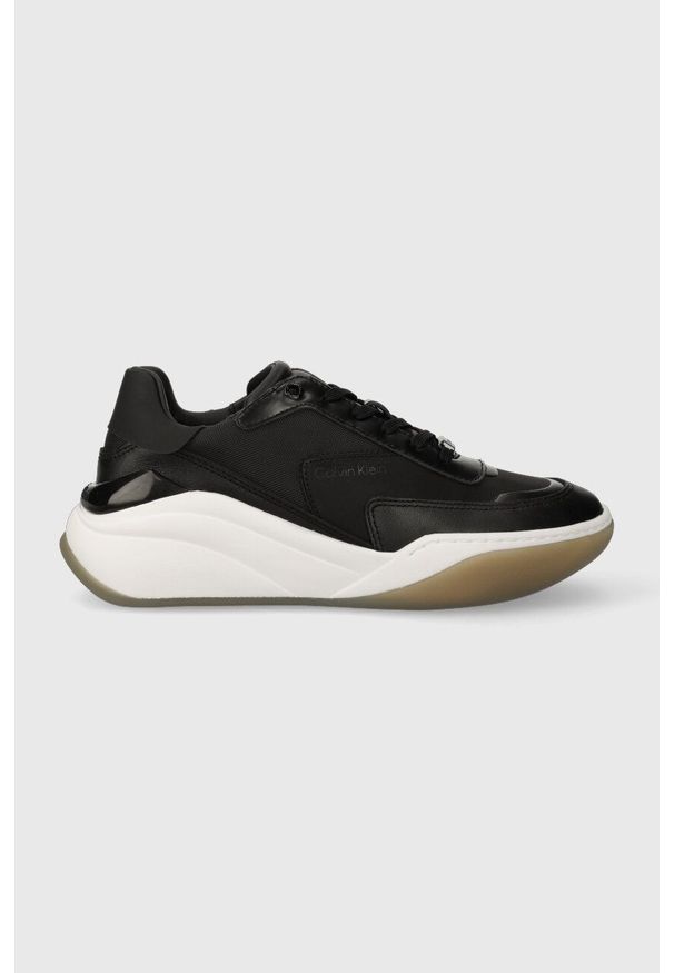 Calvin Klein sneakersy CLOUD WEDGE LACE UP kolor czarny HW0HW01647. Nosek buta: okrągły. Kolor: czarny. Materiał: guma
