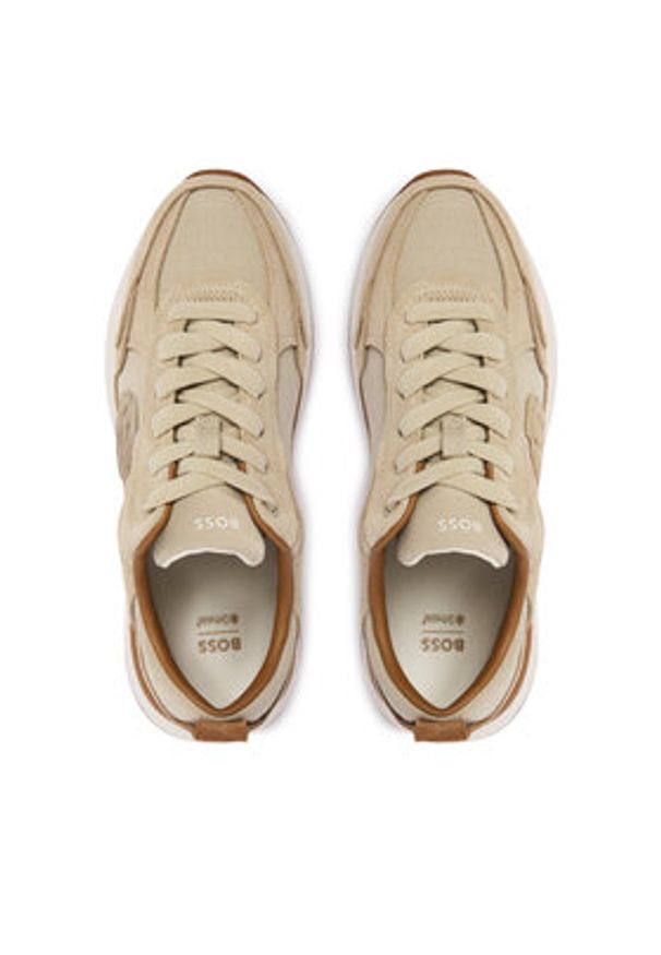 BOSS Sneakersy B Icon Runn 50563381 Beżowy. Kolor: beżowy. Materiał: skóra, zamsz