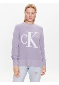Calvin Klein Jeans Sweter J20J221347 Fioletowy Regular Fit. Kolor: fioletowy. Materiał: bawełna #1