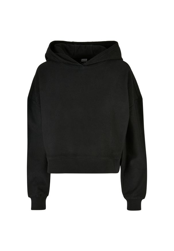 Damska krótka bluza z kapturem w prążki Urban Classics Oversized GT. Typ kołnierza: kaptur. Kolor: czarny. Materiał: prążkowany. Długość: krótkie. Wzór: prążki