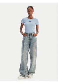 Hugo - HUGO T-Shirt Easy 50523924 Błękitny Slim Fit. Kolor: niebieski. Materiał: bawełna #5