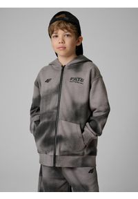 4f - 4F Bluza dresowa loose z kapturem chłopięca - czarna 146/152 (10-12 lat). Okazja: na co dzień, na uczelnię. Typ kołnierza: kaptur. Kolor: czarny. Materiał: dresówka. Wzór: nadruk. Sezon: lato. Styl: casual #1