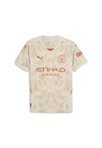 Puma - Męska koszulka bramkarska z krótkim rękawem Manchester City 24/25 PUMA. Kolor: wielokolorowy, biały, beżowy. Długość rękawa: krótki rękaw. Długość: krótkie