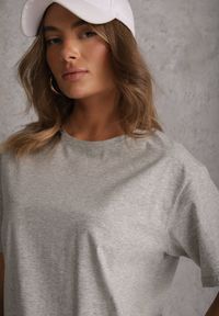 Renee - Szary Bawełniany T-shirt o Kroju Oversize Neduna. Okazja: na co dzień. Kolor: szary. Materiał: bawełna. Styl: casual, elegancki #8