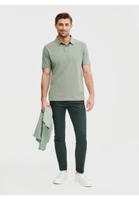 Pako Lorente - PAKO LORENTE – Męski t-shirt polo w kolorze zielonym. Okazja: na co dzień. Typ kołnierza: polo. Kolor: zielony, beżowy. Materiał: bawełna, poliester. Styl: casual