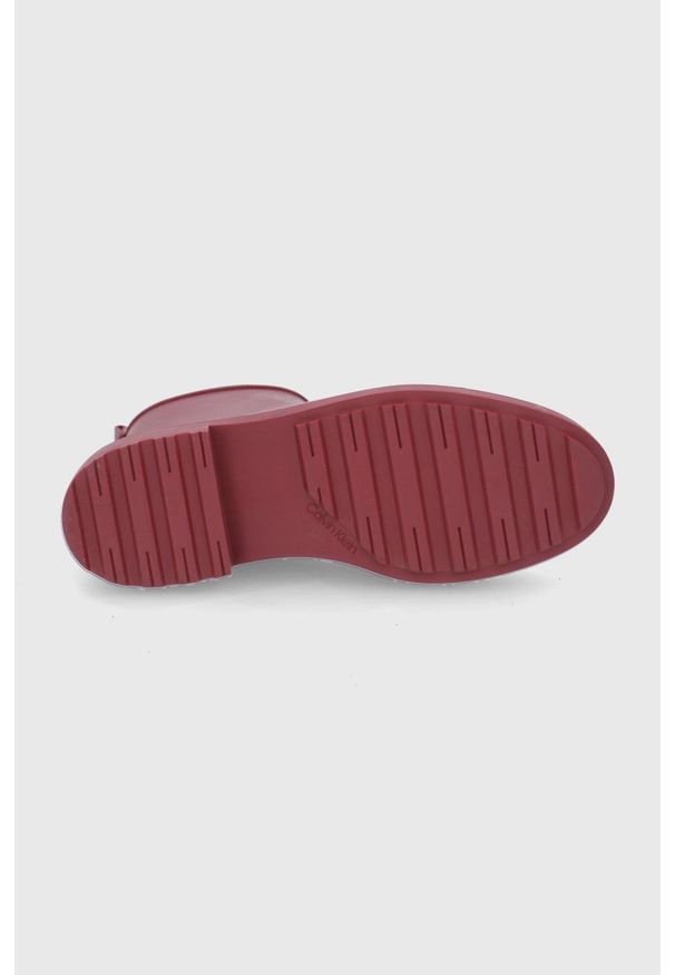 Calvin Klein - Kalosze. Nosek buta: okrągły. Kolor: czerwony. Materiał: materiał, guma. Wzór: gładki