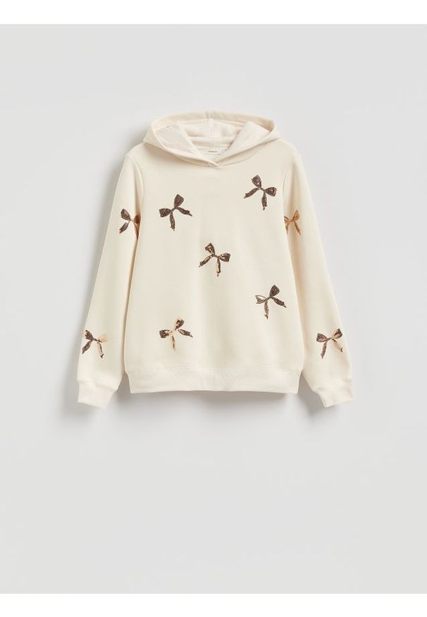 Reserved - Bluza ze świątecznym motywem - złamana biel. Materiał: dzianina, bawełna. Styl: wizytowy
