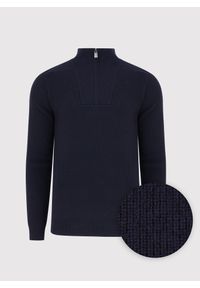 Pako Lorente - PAKO LORENTE - Granatowy sweter z rozpinaną stójką. Okazja: na co dzień. Typ kołnierza: kołnierzyk stójkowy. Kolor: beżowy, niebieski. Materiał: wełna, poliamid. Sezon: jesień. Styl: casual #8