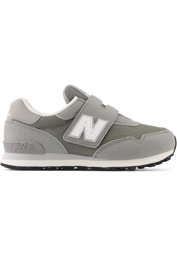 Buty dziecięce New Balance PV515GRY – szare. Okazja: na uczelnię, na co dzień. Zapięcie: rzepy. Kolor: szary. Materiał: guma, syntetyk, materiał. Szerokość cholewki: normalna