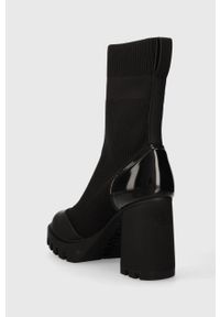 Calvin Klein Jeans botki PLATFORM KNIT SOCK KNIT WN damskie kolor czarny na słupku YW0YW01196. Nosek buta: okrągły. Kolor: czarny. Materiał: skóra. Obcas: na platformie. Wysokość obcasa: średni #3