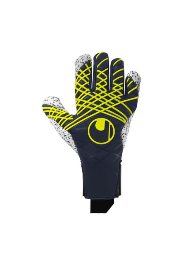UHLSPORT - Rękawice bramkarskie Uhlsport Prediction Supergrip+ HN. Kolor: niebieski, biały, żółty, wielokolorowy. Sport: piłka nożna