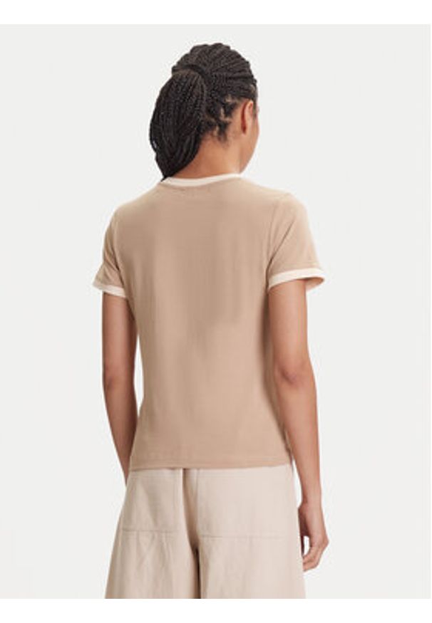 Guess T-Shirt V5YI01 J1314 Beżowy Regular Fit. Kolor: beżowy. Materiał: bawełna