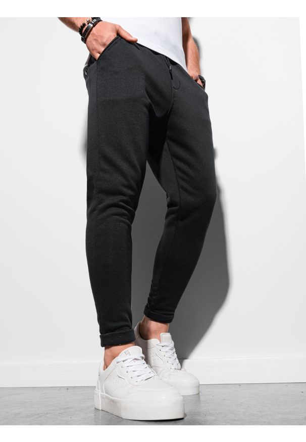 Ombre Clothing - Spodnie męskie dresowe P949 - czarne - L. Kolor: czarny. Materiał: dresówka. Styl: klasyczny