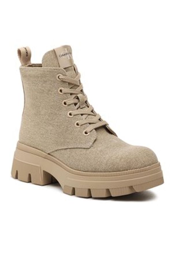 Calvin Klein Jeans Trapery Chunky Combat Laceup Boot Co YW0YW01239 Beżowy. Kolor: beżowy. Materiał: materiał
