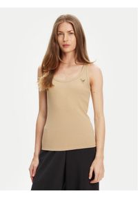 Guess Top V4YP06 K8RT2 Beżowy Regular Fit. Kolor: beżowy. Materiał: wiskoza