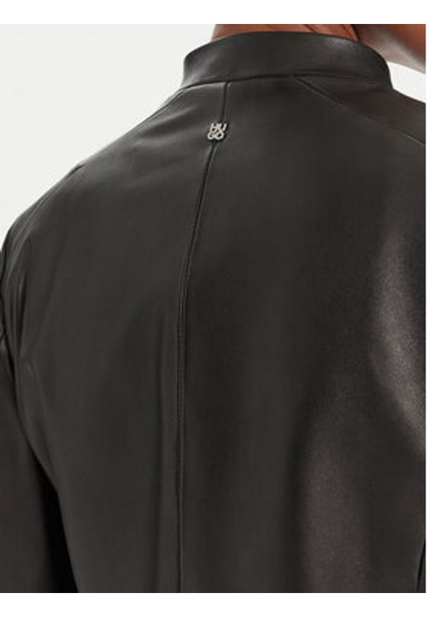 Hugo - HUGO Kurtka skórzana Lasari 50541262 Czarny Regular Fit. Kolor: czarny. Materiał: skóra