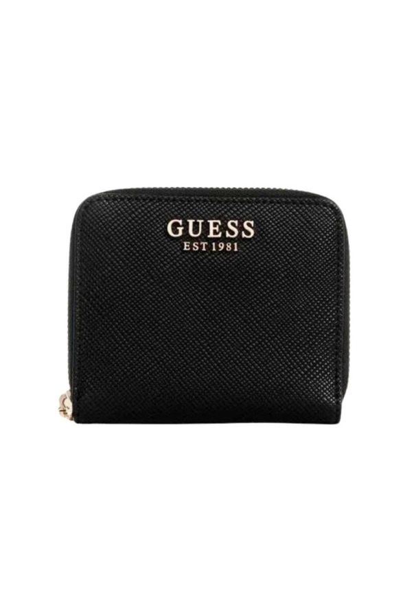 Guess - GUESS Czarny mały portfel damski Laurel. Kolor: czarny. Materiał: skóra ekologiczna