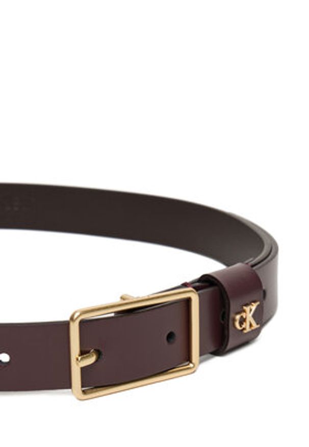 Calvin Klein Pasek Damski Square Buckle Ck Loop 25Mm LV04F7050G Bordowy. Kolor: czerwony. Materiał: skóra