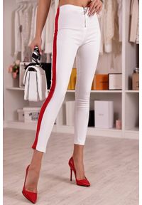 IVET - Spodnie damskie GERNA WHITE/RED. Stan: podwyższony. Kolor: wielokolorowy, biały, czerwony. Materiał: lycra, bawełna #1