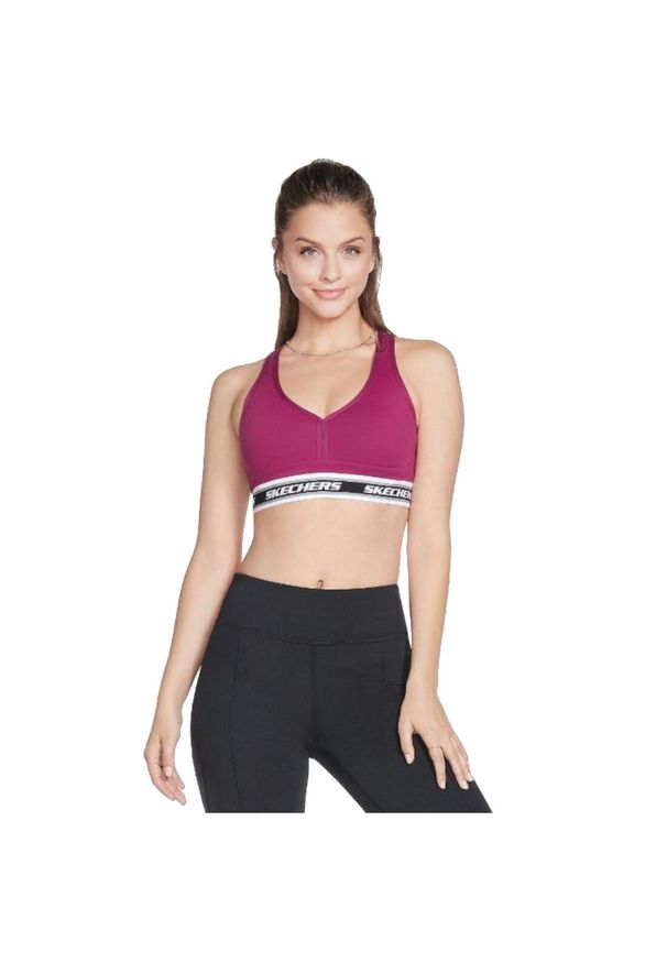 skechers - Biustonosz sportowy damski Skechers Go Walk Jacquard Bra. Kolor: fioletowy. Materiał: elastan, nylon. Sport: fitness