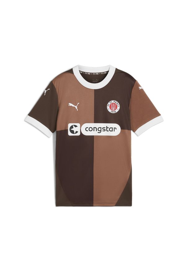 Puma - Młodzieżowa koszulka domowa FC St. Pauli 24/25 PUMA Espresso Brown White. Kolor: brązowy, biały, wielokolorowy. Sport: piłka nożna