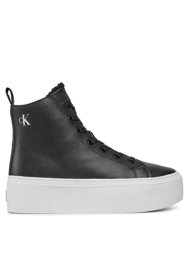 Calvin Klein Jeans Sneakersy Cupsole Flatform Mid Wl Lth Wn YW0YW01180 Czarny. Kolor: czarny