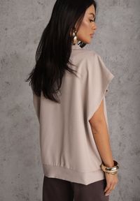 Renee - Beżowa Dwurzędowa Kamizelka Oversize o Garniturowym Kroju Edoriela. Kolor: beżowy. Materiał: poliester, koronka #2