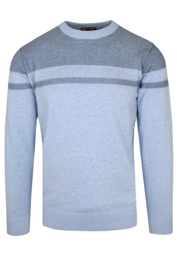 Klasyczny Sweter - Wełna z Akrylem - Pako Jeans - Niebieski. Okazja: do pracy, na spotkanie biznesowe, na co dzień. Kolor: niebieski. Materiał: bawełna, poliester. Styl: klasyczny