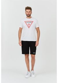 Guess - GUESS Biały męski t-shirt bawełniany z dużym logo Clsc Tri Logo, Rozmiar XXL. Kolor: biały. Materiał: bawełna #2