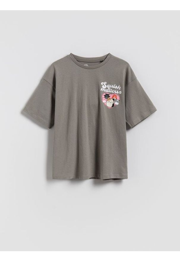 Reserved - Bawełniany t-shirt Squishmallows - ciemnoszary. Kolor: szary. Materiał: bawełna