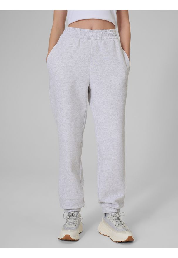 4f - 4F Spodnie dresowe joggery damskie - szare L. Kolor: szary. Materiał: dresówka