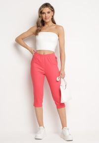Born2be - Różowe Spodnie z Krótszymi Nogawkami 3/4 i Zasuwanymi Kieszonkami Ulmea. Kolor: różowy. Materiał: materiał. Długość: krótkie #4