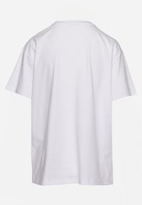 Born2be - Biały T-shirt Bawełniany z Ozdobnym Nadrukiem na Przodzie Sagraine. Okazja: na co dzień. Kolor: biały. Materiał: bawełna. Wzór: nadruk. Styl: casual, elegancki