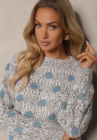 Renee - Czarny Klasyczny Sweter w Grochy o Prostym Kroju Mazzina. Kolor: czarny. Wzór: grochy. Styl: klasyczny #4