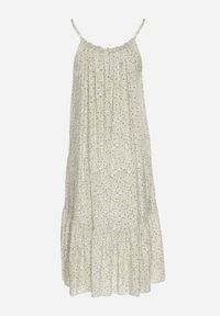 Born2be - Beżowa Rozkloszowana Sukienka z Bawełny w Kwiatowy Wzór Nilaretia. Okazja: na co dzień. Kolor: beżowy. Materiał: bawełna. Długość rękawa: na ramiączkach. Wzór: kwiaty. Sezon: lato. Typ sukienki: rozkloszowane. Styl: casual #4