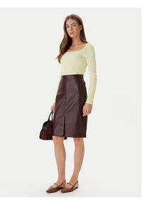 Calvin Klein Jeans Spódnica z imitacji skóry LV047E603G Brązowy Regular Fit. Kolor: brązowy. Materiał: skóra #4