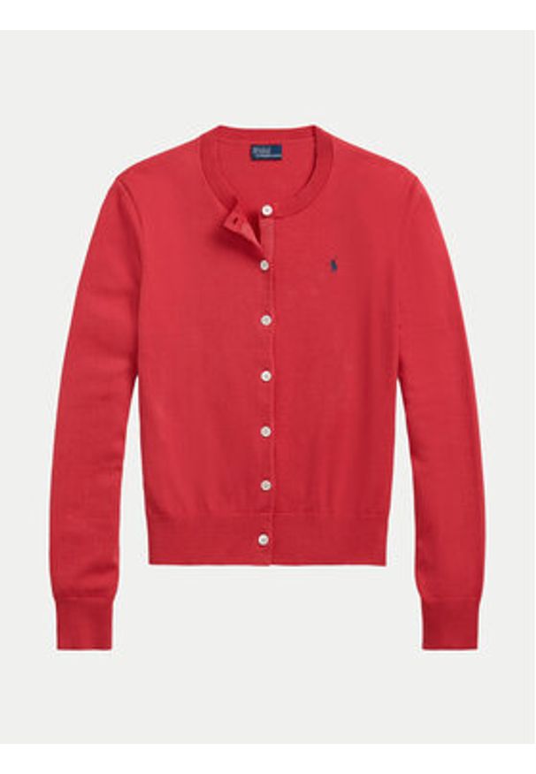 Polo Ralph Lauren Kardigan 211891672024 Czerwony Regular Fit. Typ kołnierza: polo. Kolor: czerwony. Materiał: bawełna