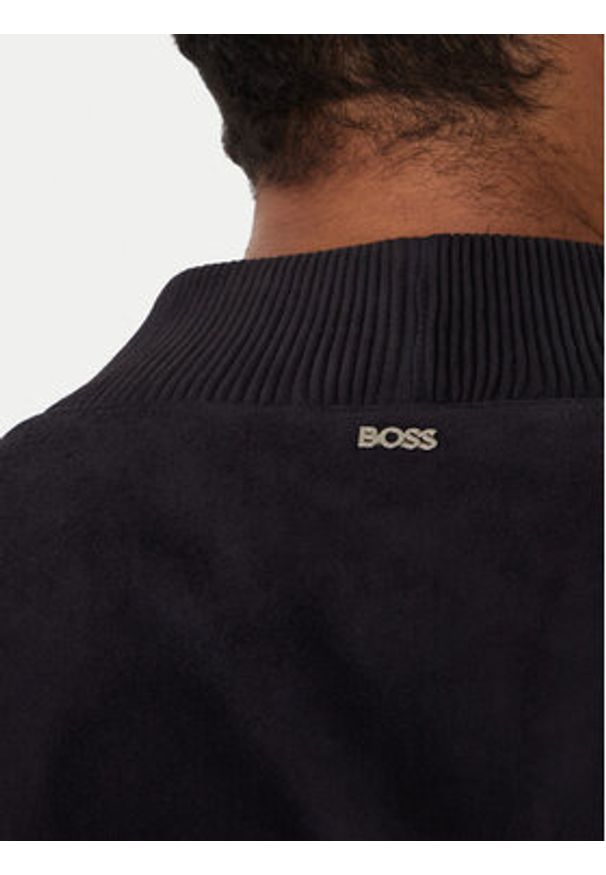 BOSS Kurtka skórzana H-Muller 50543213 Granatowy Regular Fit. Kolor: niebieski. Materiał: skóra