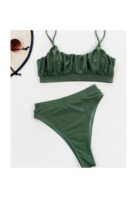 Intica - Strój kąpielowy zabudowany z marszczonym topem na plażę i basen Xochitl. Kolor: zielony. Materiał: tkanina, materiał