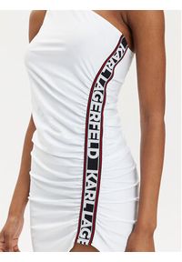 Karl Lagerfeld - KARL LAGERFELD Sukienka koktajlowa 240W2223 Biały Skinny Fit. Typ kołnierza: dekolt w karo. Kolor: biały. Materiał: syntetyk. Styl: wizytowy