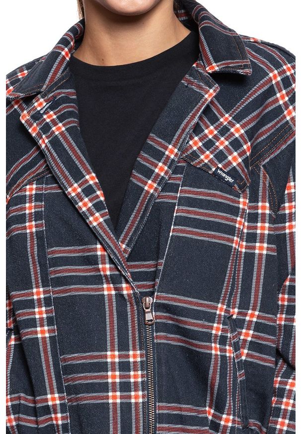 Wrangler - DAMSKA KURTKA JEANSOWA WRANGLER 80´S JACKET INDIGO CHECK W404WZ89M 112128697. Materiał: jeans