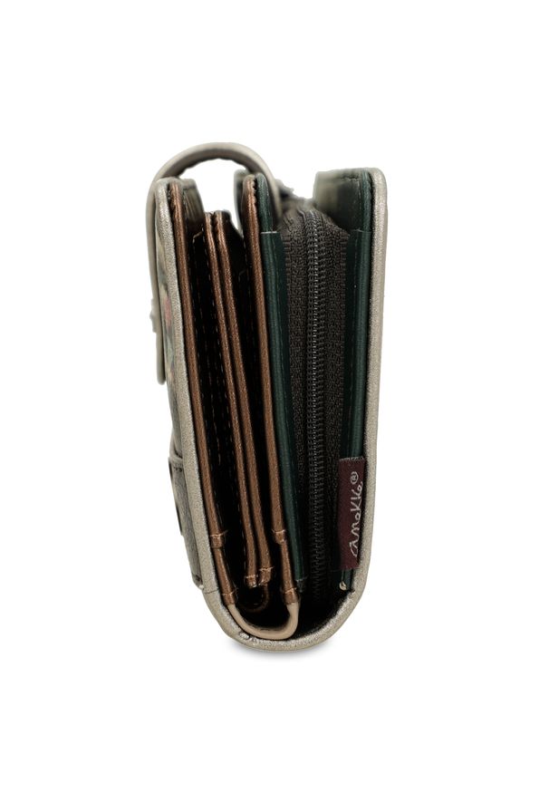 Brązowy Elegancki Damski Portfel Anekke Real. Kolor: brązowy. Materiał: materiał