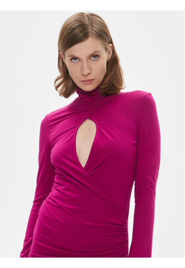Pinko Sukienka koktajlowa Alpha 102367 A1DE Fioletowy Slim Fit. Kolor: fioletowy. Materiał: wiskoza. Styl: wizytowy