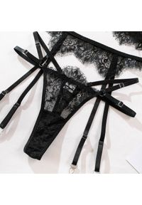 Intica - Koronkowy komplet bielizny z regulowanymi paskami na romantyczne wieczory Yulya. Kolor: czarny. Materiał: koronka. Wzór: paski, koronka #3