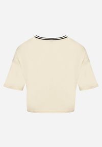 Born2be - Jasnobeżowy Bawełniany T-shirt z Napisem Nitanelia. Okazja: na co dzień. Kolor: beżowy. Materiał: bawełna. Wzór: napisy. Styl: casual #7