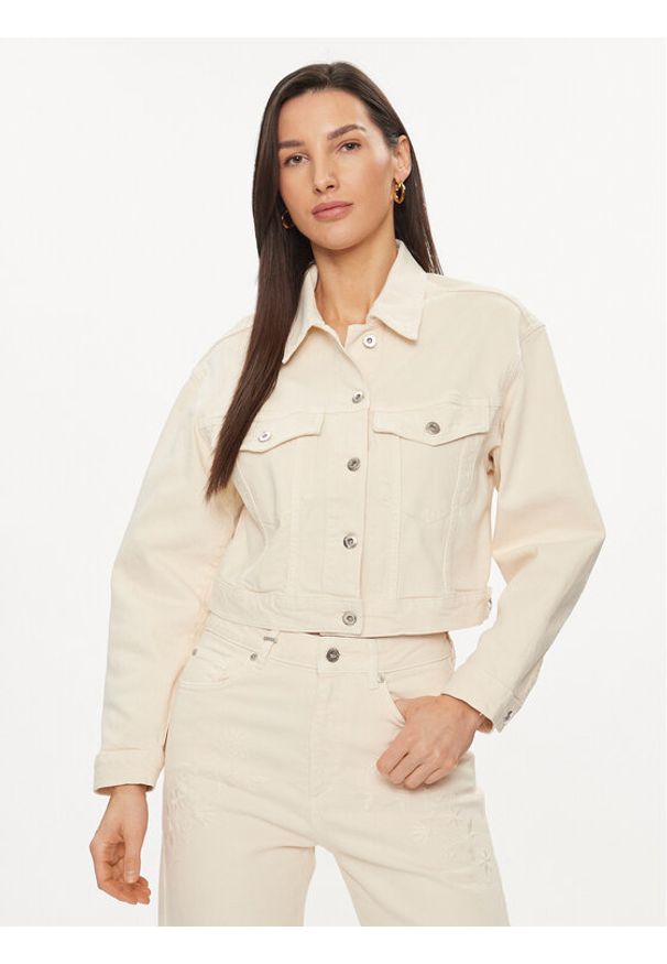 United Colors of Benetton - United Colors Of Benetton Kurtka jeansowa 25Z2DN05C Écru Regular Fit. Materiał: bawełna