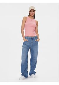 Tommy Jeans Top Essential DW0DW17382 Różowy Slim Fit. Kolor: różowy. Materiał: bawełna