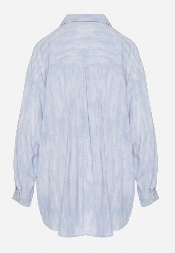 Born2be - Niebieska Koszula z Lnu i Wiskozy we Wzór Tie-Dye Rediana. Okazja: na co dzień. Typ kołnierza: kołnierzyk klasyczny. Kolor: niebieski. Materiał: len, wiskoza. Długość rękawa: długi rękaw. Długość: długie. Styl: klasyczny, casual, elegancki