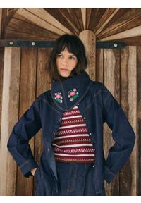 Reserved - Jeansowa koszula z szalem - granatowy. Kolor: niebieski. Materiał: jeans #1