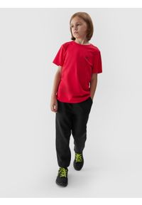 4f - T-shirt gładki chłopięcy. Kolor: czerwony. Materiał: bawełna. Wzór: gładki #2